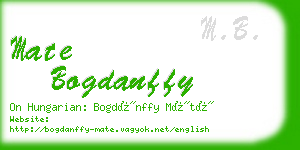 mate bogdanffy business card